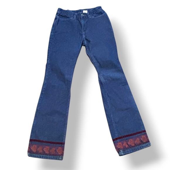 Vintage Levi’s 478 Juniors Bootcut Jeans Low Rise Embroidered Leaf Hem Y2K Boho - Picture 1 of 12